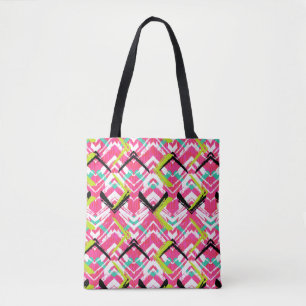 Bolso De Tela Modelo de zigzag rosado dibujado mano