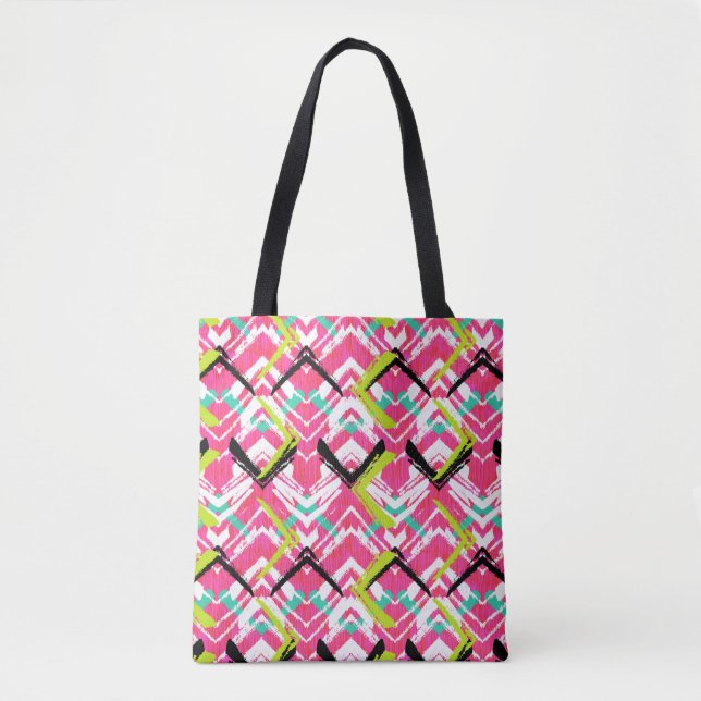 Bolso De Tela Modelo de zigzag rosado dibujado mano (Anverso)