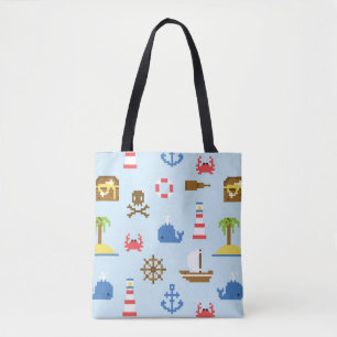 Bolso De Tela Modelo del arte del mar del pixel