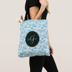 Bolso De Tela Modelo del bohemio de la turquesa de Paisley.