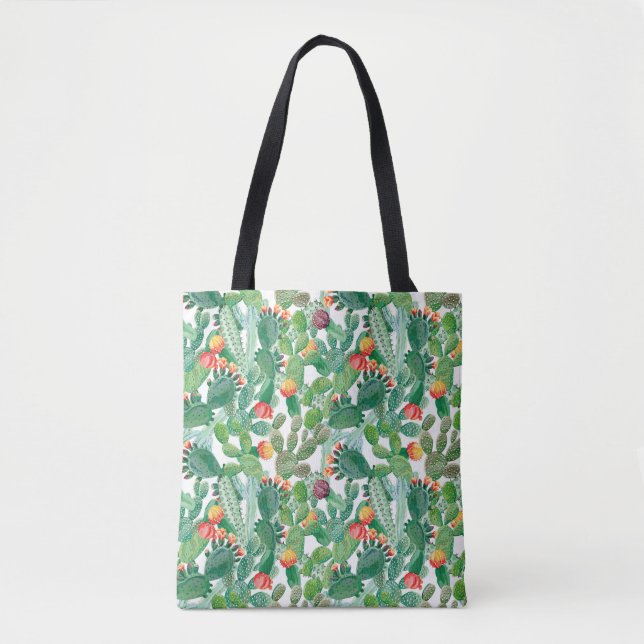 Bolso De Tela Modelo del cactus de la acuarela (Anverso)