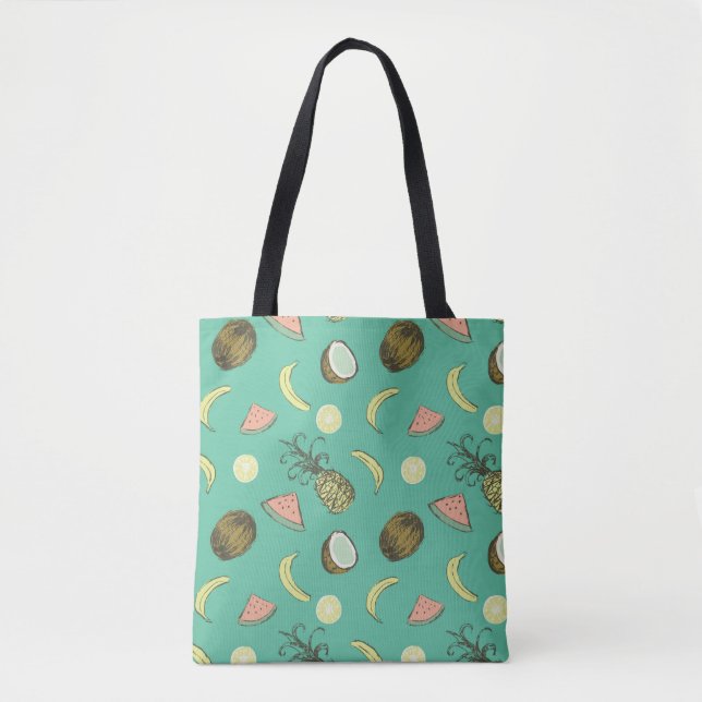 Bolso De Tela Modelo del Doodle de la fruta tropical (Anverso)