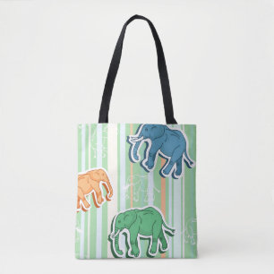 Bolso De Tela Modelo del elefante en rayas verdes