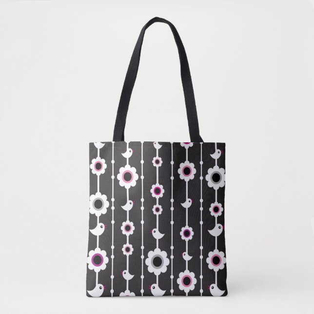 Bolso De Tela modelo del pájaro y de flores (Anverso)