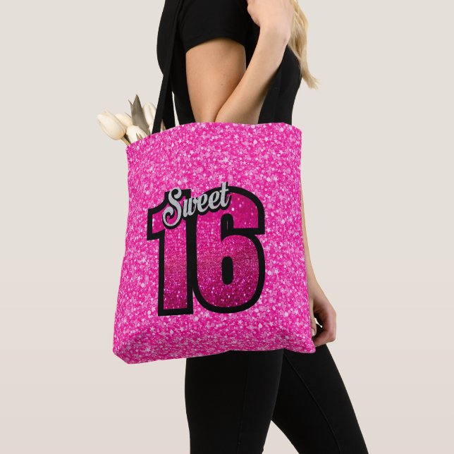 Bolso De Tela Modelo del purpurina y números rosados del (Detalle)