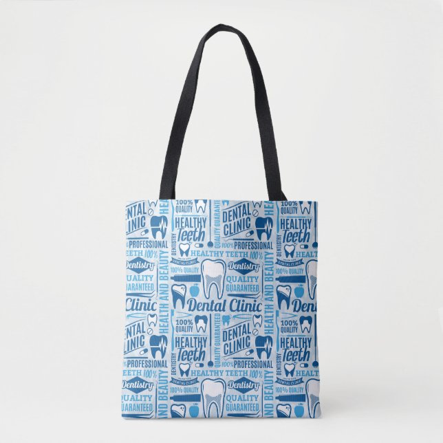 Bolso De Tela Modelo dental azul de la clínica (Anverso)
