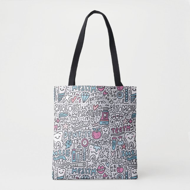 Bolso De Tela Modelo dental del dibujo animado (Anverso)