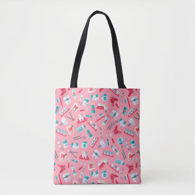 Bolso De Tela Modelo dental rosado (Anverso)