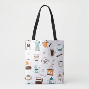 Bolso De Tela Modelo dibujado mano del café y del café
