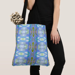 Bolso De Tela modelo étnico azul del fractal