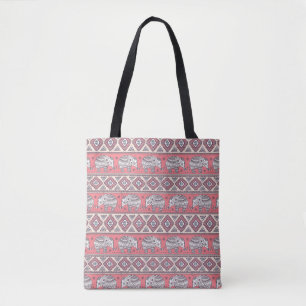 Bolso De Tela Modelo étnico rosado del elefante