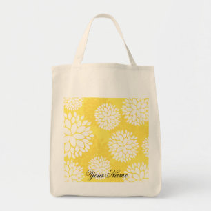 Bolso De Tela Modelo floral blanco amarillo del monograma