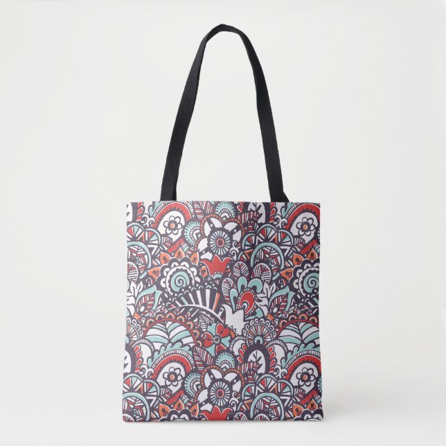 Bolso De Tela Modelo floral del Doodle de Paisley (Anverso)