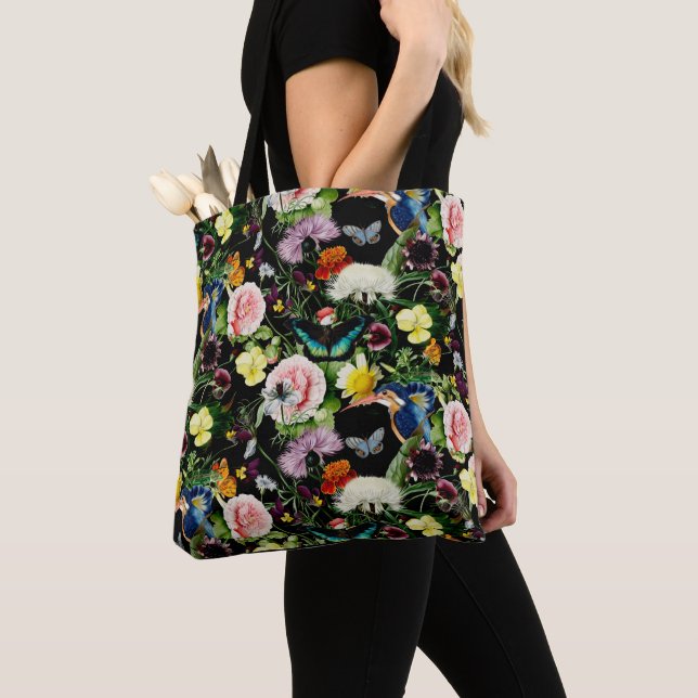Bolso De Tela Modelo floral negro de EDEN (Detalle)