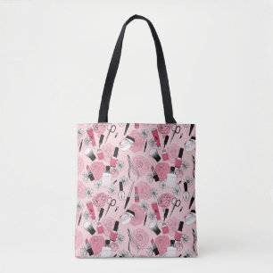 Bolso De Tela Modelo floral rosado de los productos de belleza