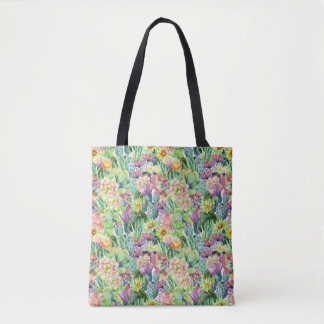 Bolso De Tela Modelo floreciente exótico de los cactus de la