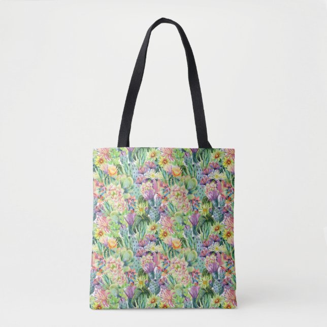 Bolso De Tela Modelo floreciente exótico de los cactus de la (Anverso)