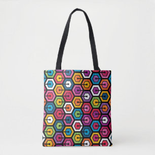 Bolso De Tela Modelo geométrico colorido con hexágonos