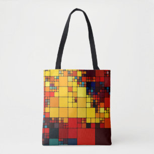 Bolso De Tela Modelo geométrico del arco iris vibrante abstract