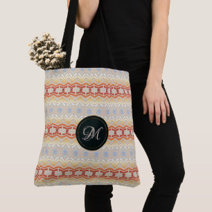 Bolso De Tela Modelo geométrico étnico. Monograma