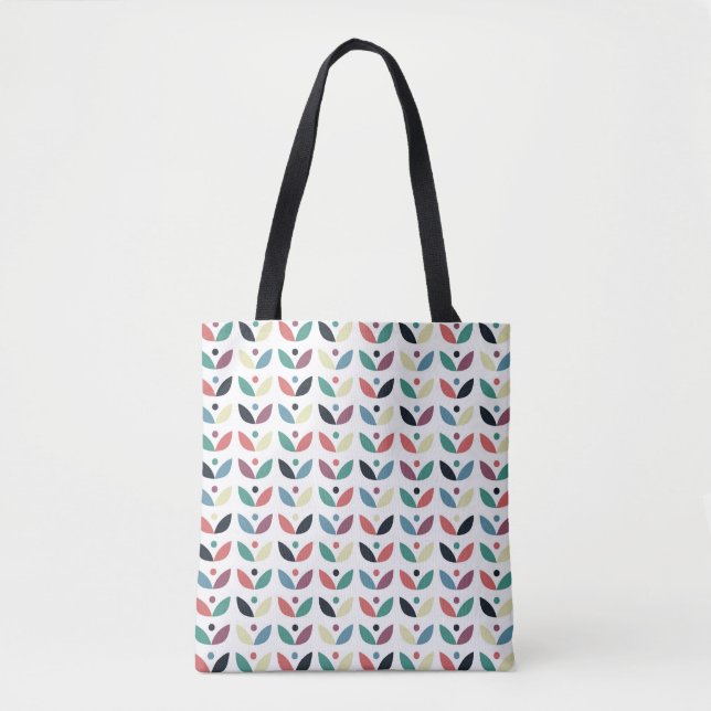 Bolso De Tela Modelo geométrico floral del arte popular (Anverso)