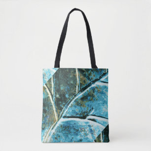 Bolso De Tela modelo metalizado azul de la hoja