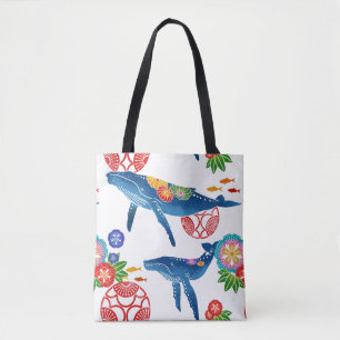 Bolso De Tela Modelo Okinawan de la ballena del bingata