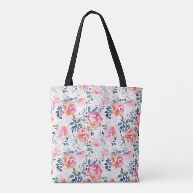 Bolso De Tela Modelo pintado de los rosas (Reverso)