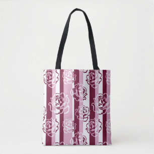 Bolso De Tela Modelo rayado con los rosas