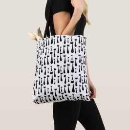 Bolso De Tela Modelo retro atómico de la silueta del gato negro