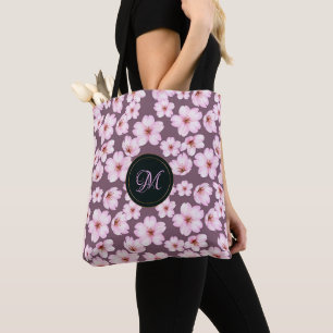 Bolso De Tela Modelo retro púrpura floral. Monograma