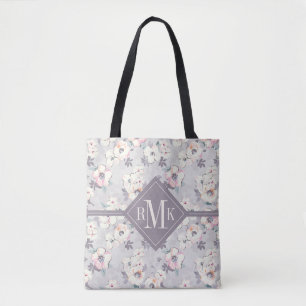 Bolso De Tela Modelo rosado suave de la acuarela del monograma