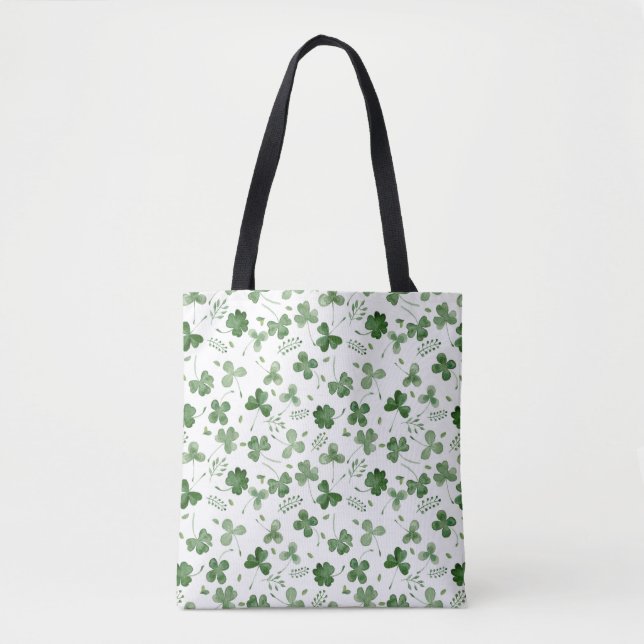Bolso De Tela Modelo suave del trébol de la acuarela (Anverso)