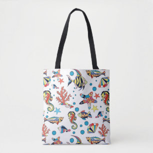 Bolso De Tela Modelo subacuático colorido de la vida marina