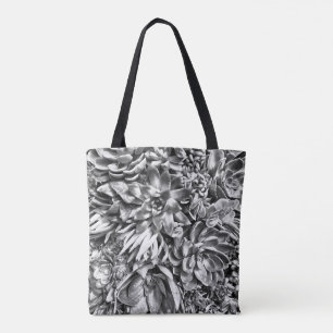 Bolso De Tela Modelo suculento negro y blanco moderno elegante