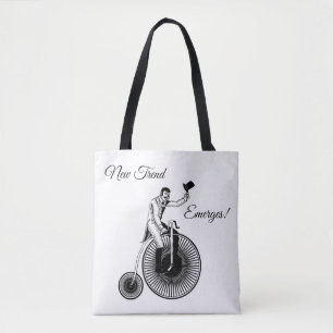 Bolso De Tela Modelo T Penny Farthing Clásico Negro y Blanco