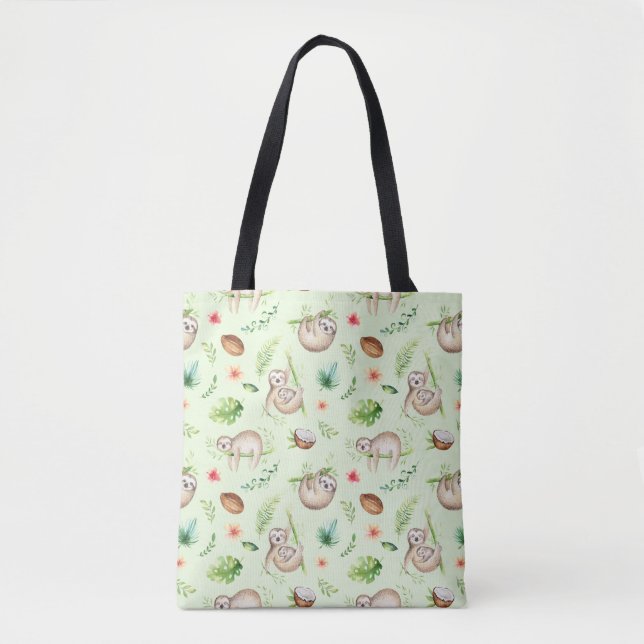 Bolso De Tela Modelo tropical de la pereza del coco (Anverso)