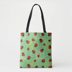 Bolso De Tela Modelo verde de los pétalos de la mariquita