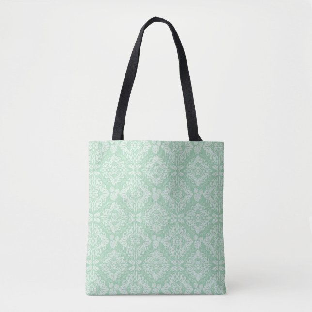 Bolso De Tela Modelo verde del damasco (Anverso)