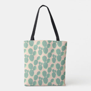 Bolso De Tela Modelo verde y rosado del cactus