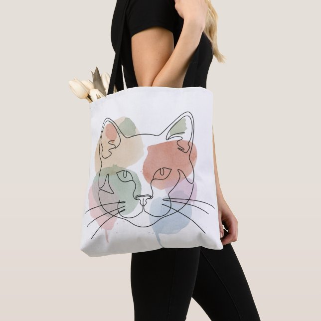 Bolso De Tela Modern Abstract Cat Face Tote Bag (Detalle)