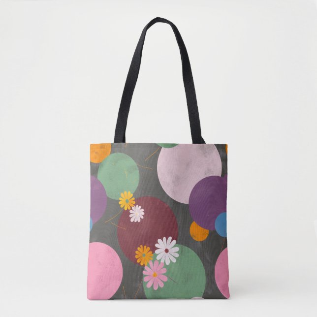 Bolso De Tela Modern Abstract Floral Circles Tote Bag (Anverso)