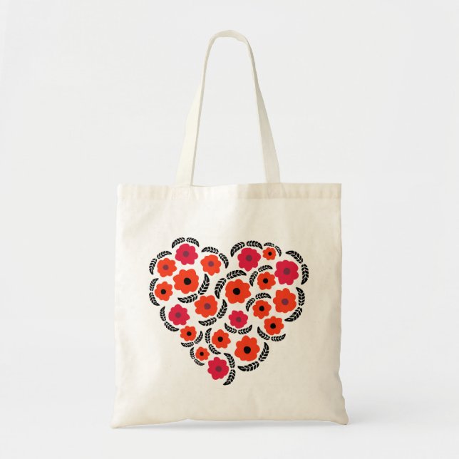 Bolso De Tela Modern Apricot Orange Flower Heart (Frente)
