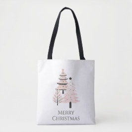 Bolso De Tela Modern Blush and Neutral Christmas Tree Tote Bag