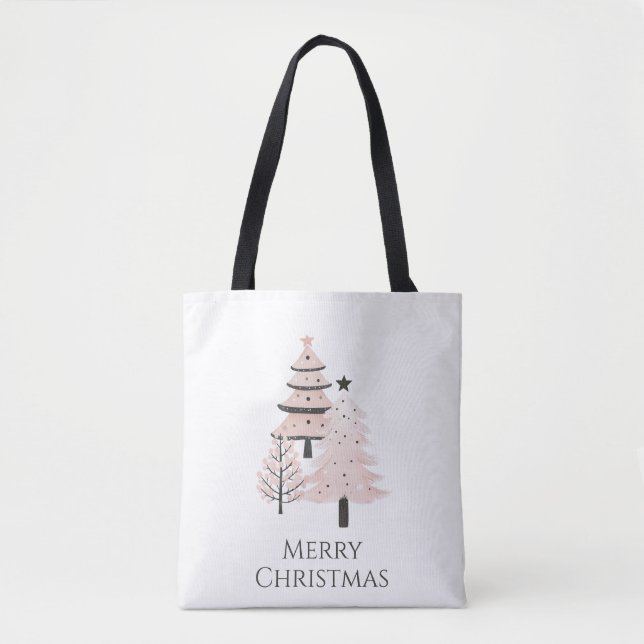Bolso De Tela Modern Blush and Neutral Christmas Tree Tote Bag (Anverso)
