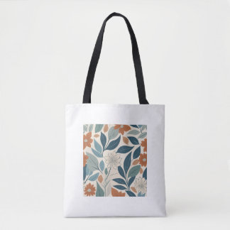 Bolso De Tela Modern Botanical Blooms – Terracotta & Blue