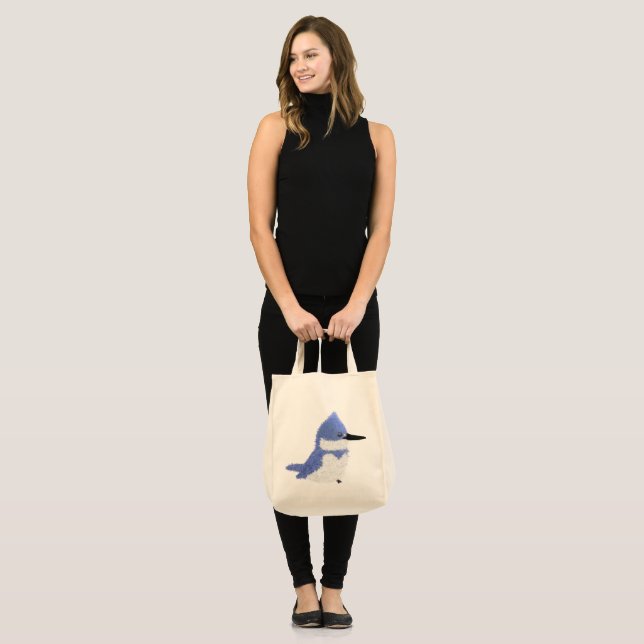 Bolso De Tela Modern charming belted kingfisher (Anverso (modelo))