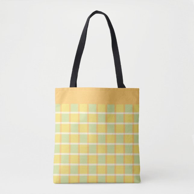Bolso De Tela Modern Checker Green Yellow Orange Pattern (Anverso)