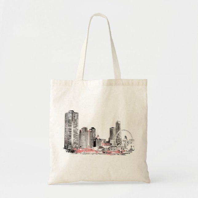 Bolso De Tela Modern Chicago Skyline (Frente)