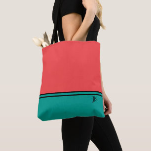 Bolso De Tela Modern Coral and Aquamarine Monogram